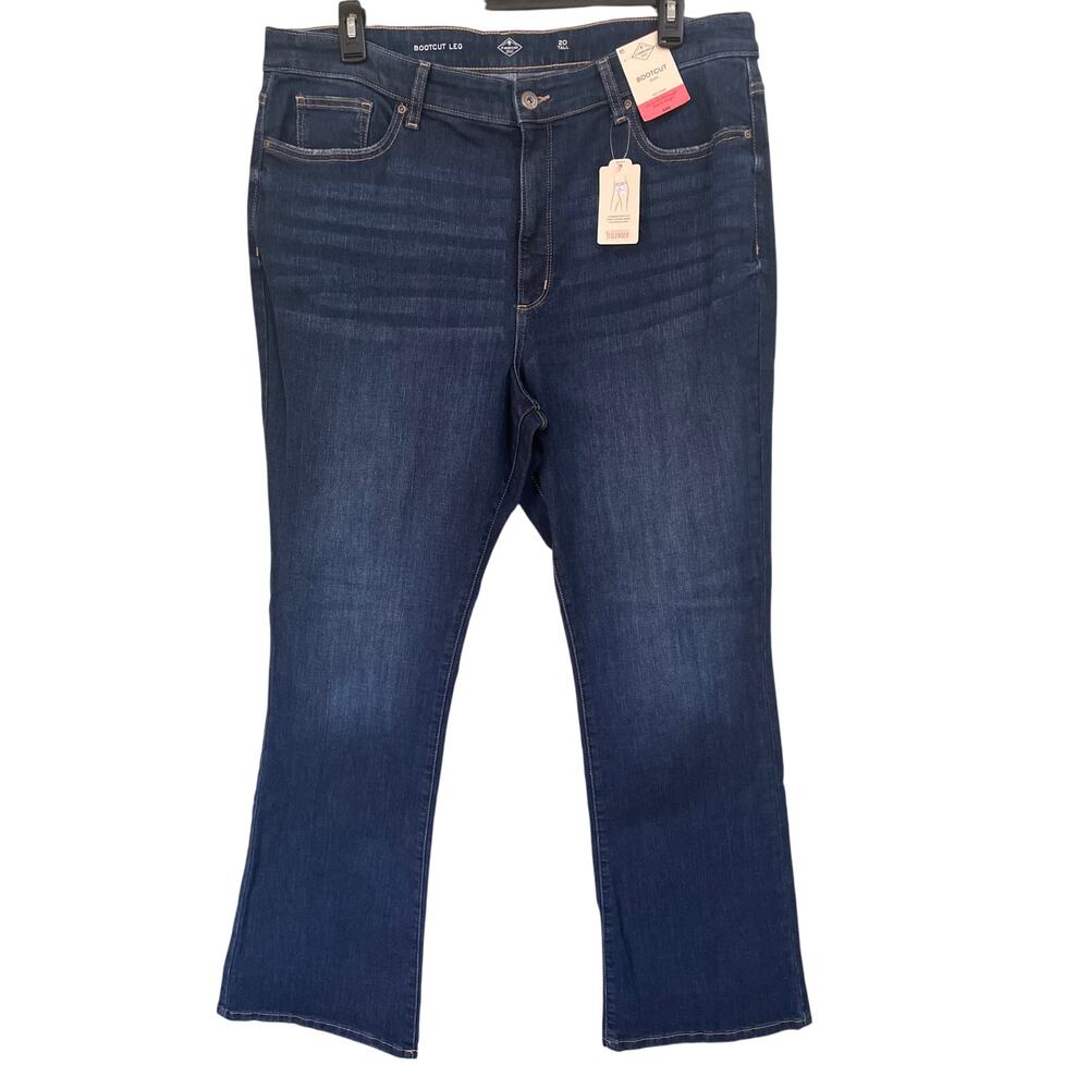 St. John’s Bay Bootcut Denim Jeans Womens 20 Tall Distressed Easy Fit IndigoBlue